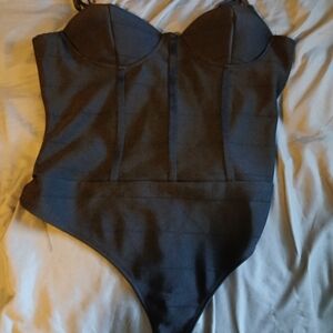Haute Monde Charcoal Bodysuit